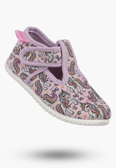 Kapcie Dziecięce Na Rzepy Barefoot Buty Lekkie Skórzana Wkładka Wojtyłko Różowe