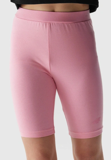 Legginsy Dziewczęce Kolarki 4F dzianinowe jasny róż 4FJWSS24TTIGF129