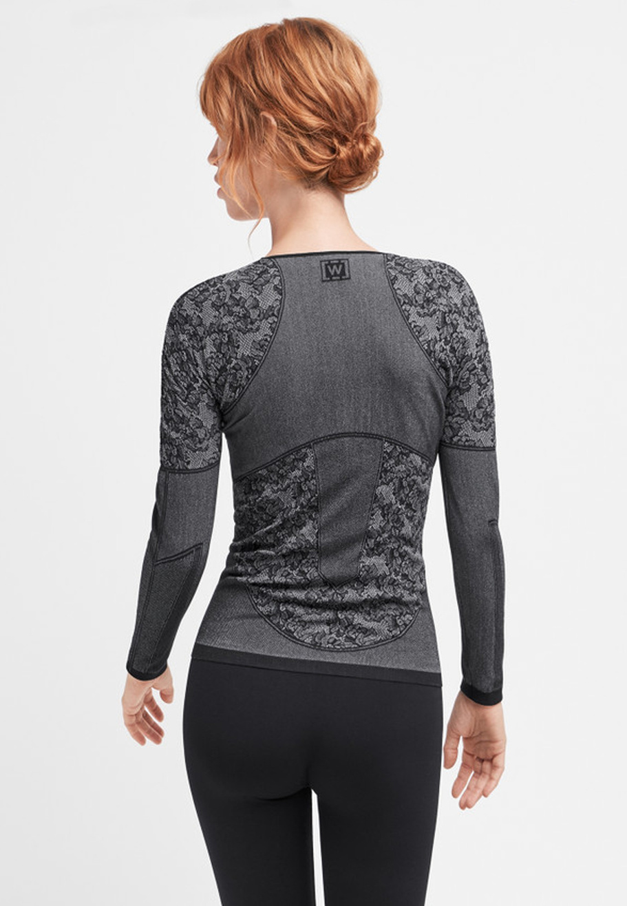 Bluzka Damska Wolford Long Sleeve Cameron Pullover Czarny/Biały