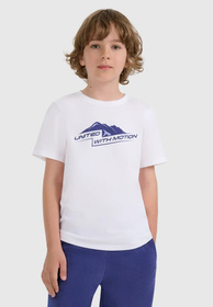 Koszulka Chłopięca 4F T-shirt Z Nadrukiem Bawełniany Biały 4FJWAW25TTSHM2404