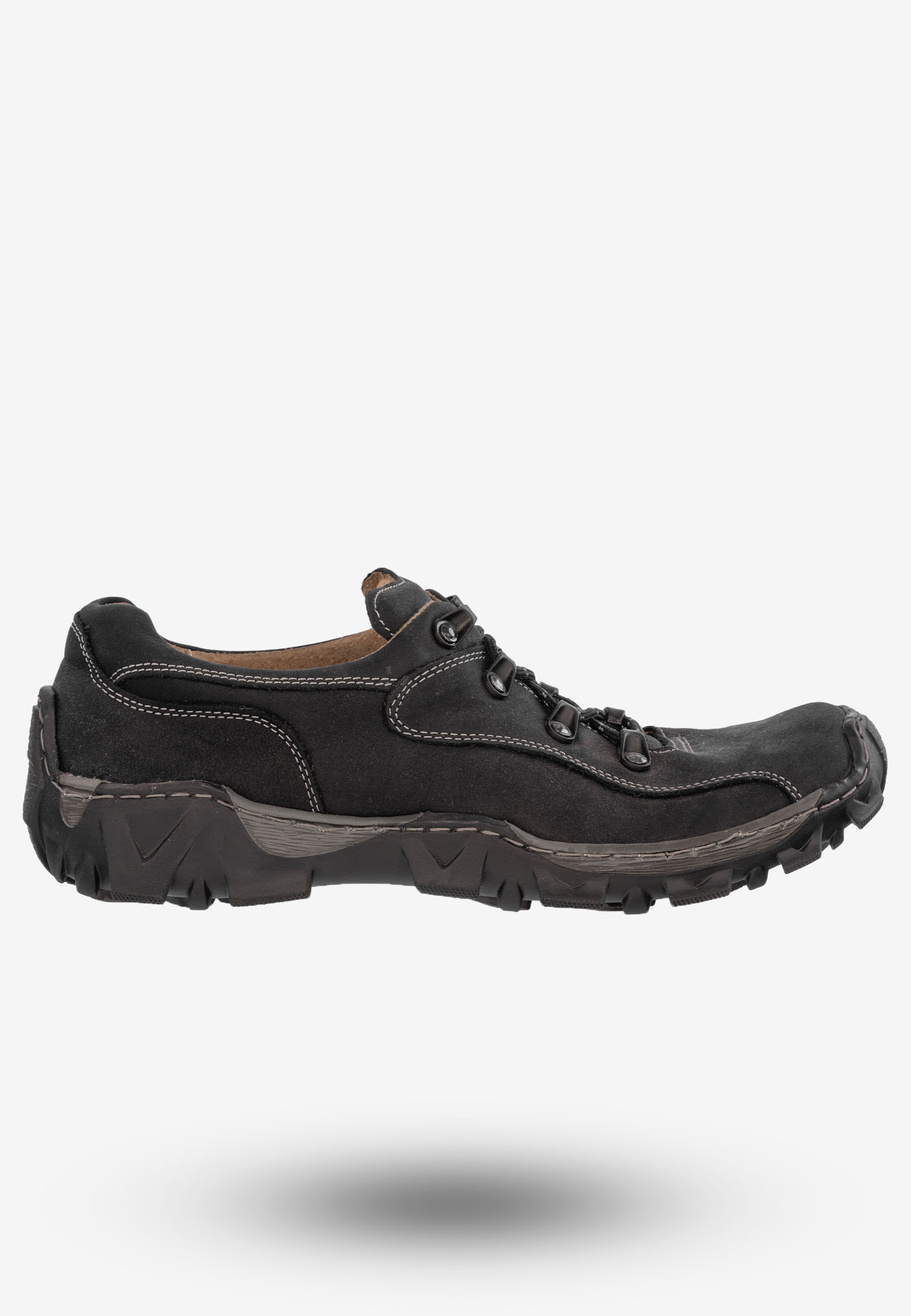 Trekkingi Męskie Buty Skórzane w góry Rammit Czarne 639/1d