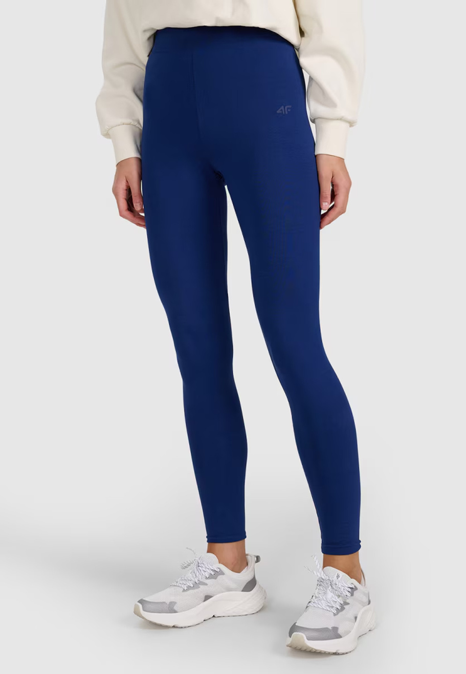 Legginsy Damskie 4F Spodnie Dzianinowe z wysokim stanem Granatowe 4FWMM00TTIGF195