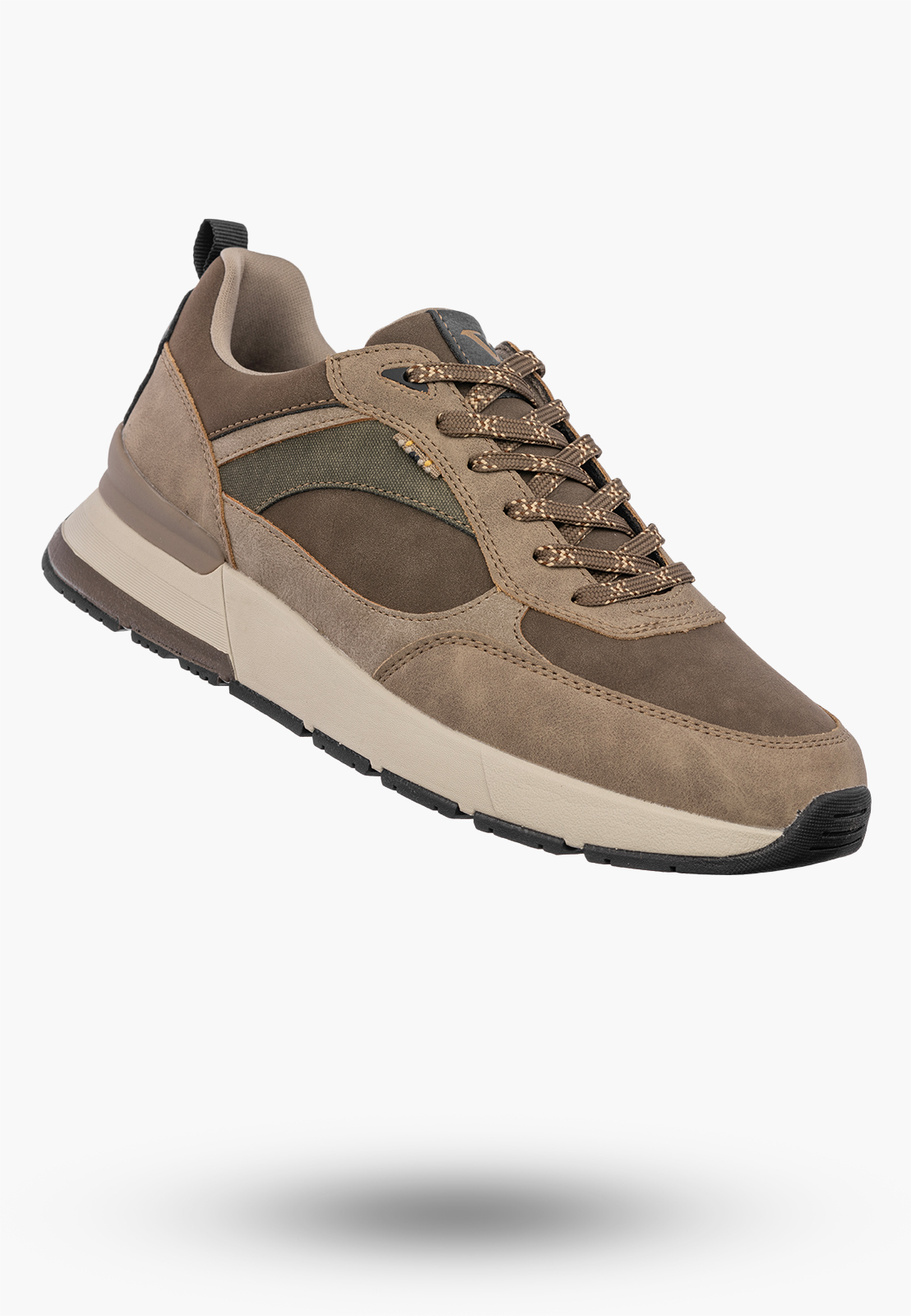 Sneakersy Męskie Ekoskóra Buty Sportowe Casual Wygodne Brązowe Gelteo