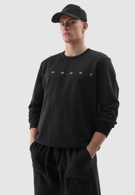 Bluza Męska 4F Czarna z nadrukiem SPORT 4FWSS24TSWSM1009