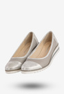 Baleriny Damskie Skórzane Buty Eleganckie Srebrne Zaranto D-307