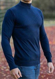 Półgolf Męski Slim Fit Granatowy
