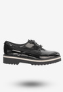 Półbuty Buty Damskie Skórzane Eleganckie Czarne Lakierowane 3519/090-P