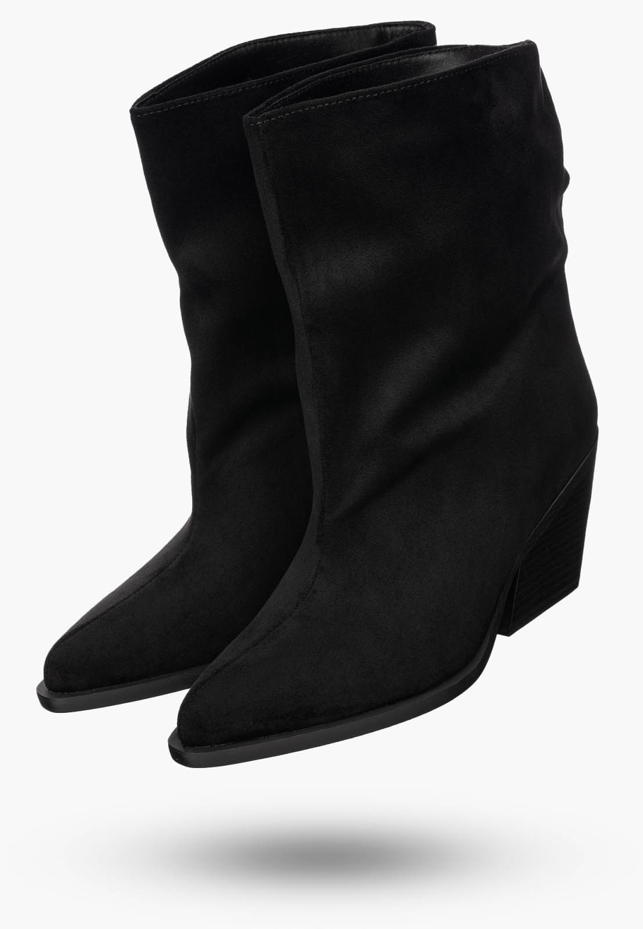 Botki Damskie Buty Na Zimę Eleganckie Stylowe Wsuwane Czarne
