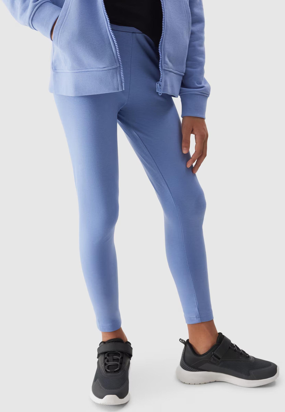 Legginsy Dziewczęce Spodnie 4F dzianinowe niebieskie 4FJWSS24TTIGF130