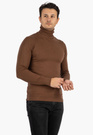 Sweter Męski Golf Elegancki Klasyczny Brązowy Tony Moro