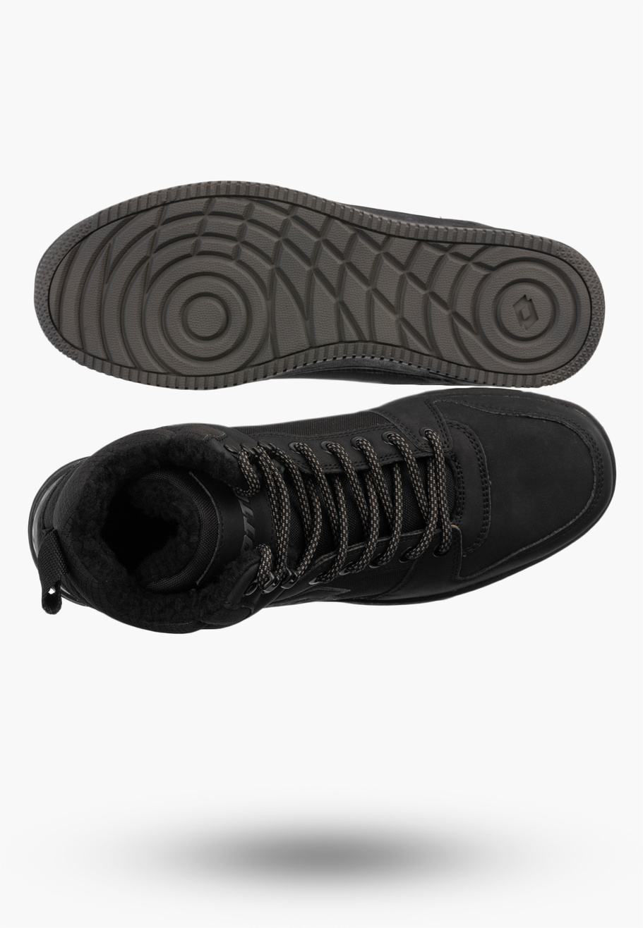 Buty Sportowe Męskie Uniseks Ocieplane Zimowe Sneakersy Wysokie Czarne LOTTO
