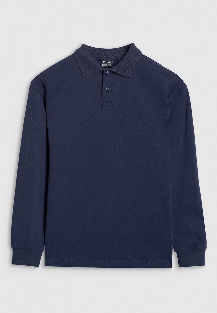 Longsleeve Chłopięcy 4F Regular Bluzka z kołnierzykiem Granatowa 4FJWAW25TLONM483
