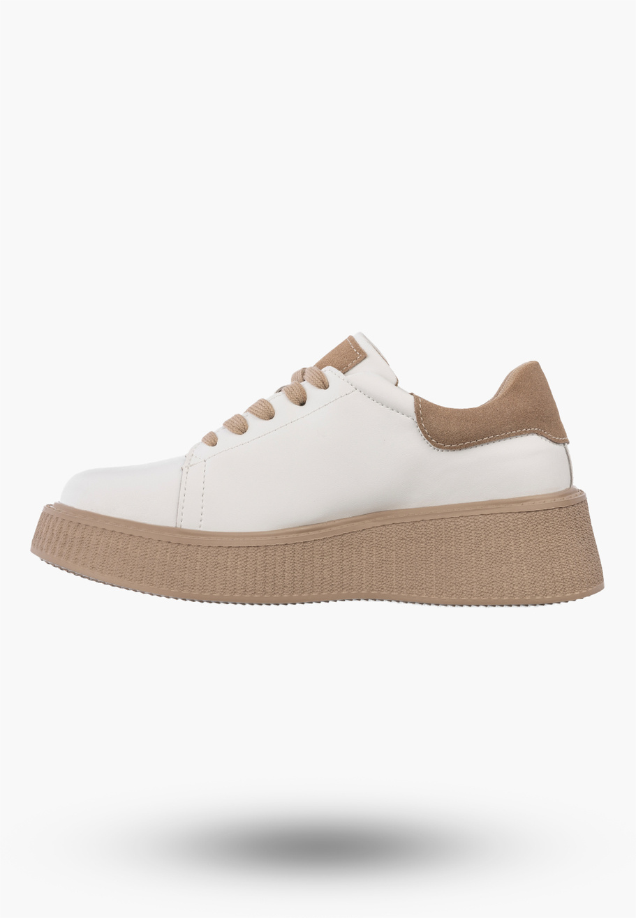 Sneakersy Damskie Skórzane Buty Na Platformie Półbuty Białe FILIPPO