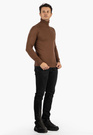 Sweter Męski Golf Elegancki Klasyczny Brązowy Tony Moro