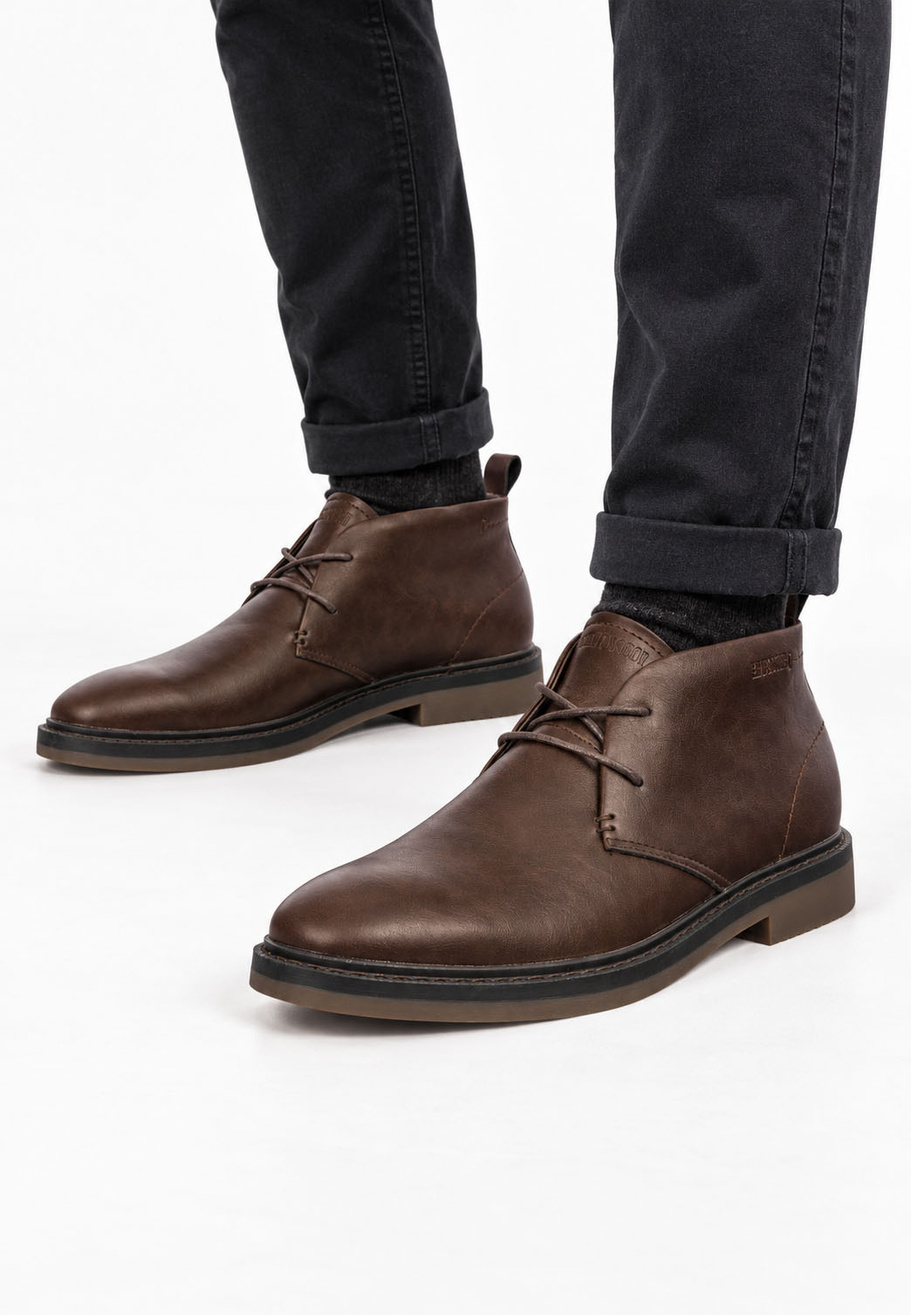 Trzewiki Męskie BIG STAR Buty Skórzane Eleganckie Brązowe UU174275