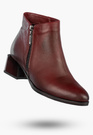 Botki Damskie Skórzane Eleganckie Buty Na Klocku Zimowe Bordowe Darex B355/2