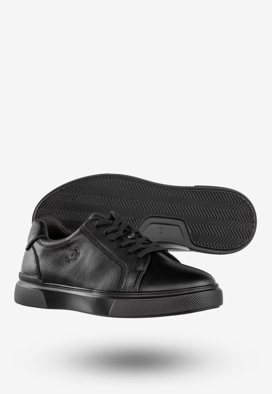 Sneakersy Męskie Tenisówki Ekoskóra Buty Półbuty Czarne Mekomelo
