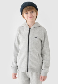 Bluza Chłopięca 4F Z Kapturem Rozpinana Szara 4FJWMM00TSWSM1295