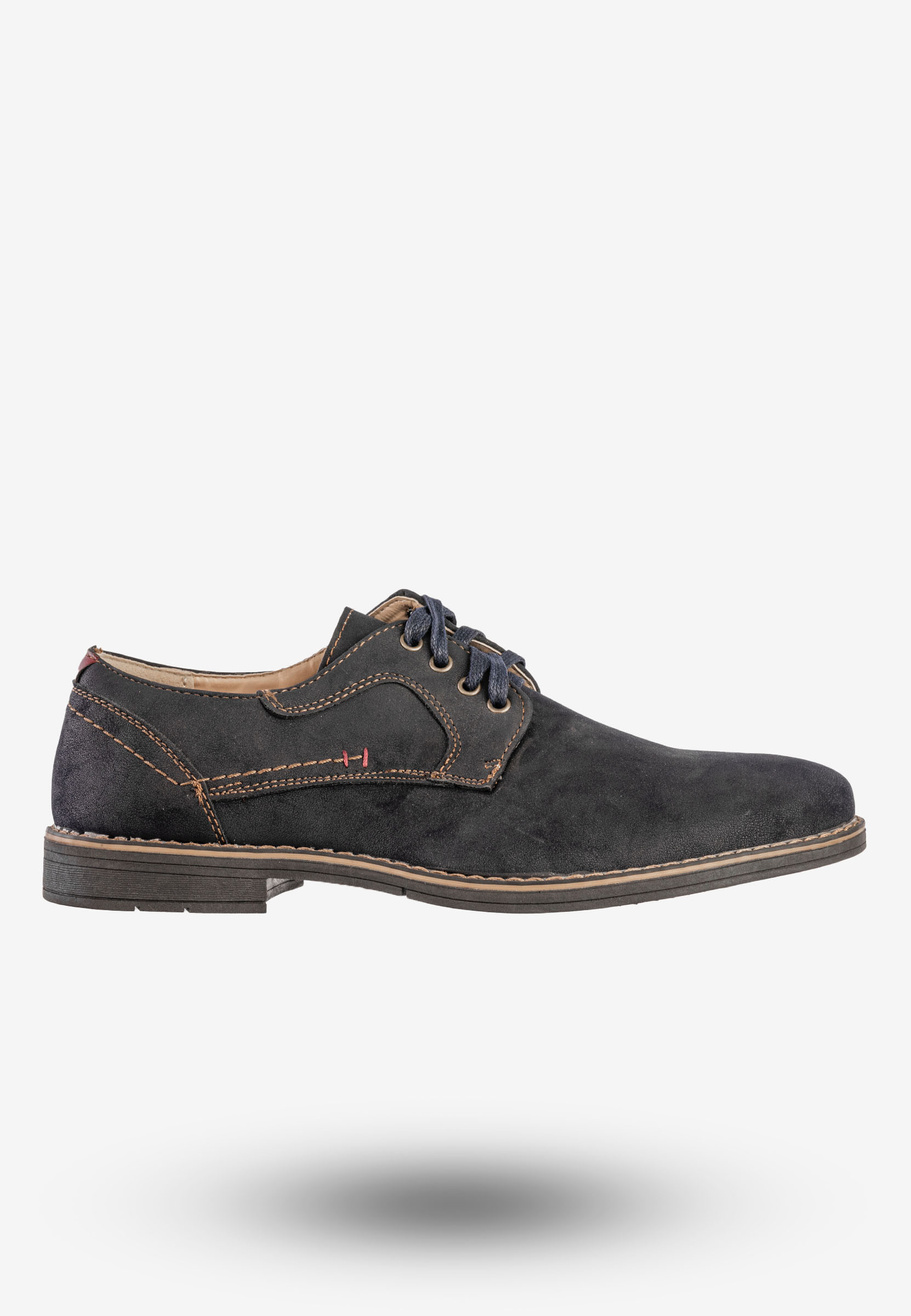 Półbuty Wizytowe Męskie Buty Eleganckie Granatowe Brospa D17017B