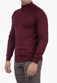 Półgolf Męski Elegancki Golf Klasyczny Bordowy M050-5