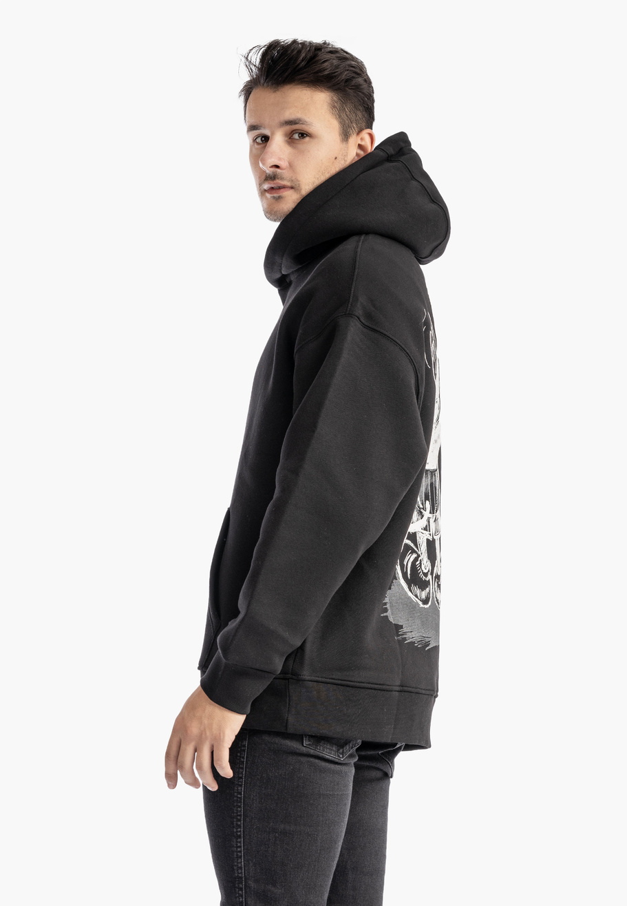 Bluza Męska Z Kapturem Mickey Mouse Casual Streetwear Czarna 2512