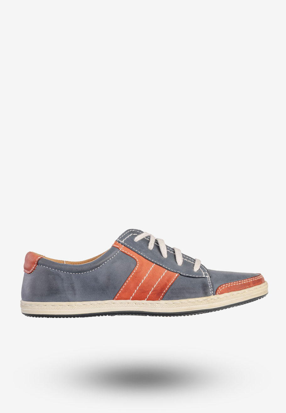 Półbuty Damskie Skórzane Sneakersy Klasyczne Granatowe OST 260