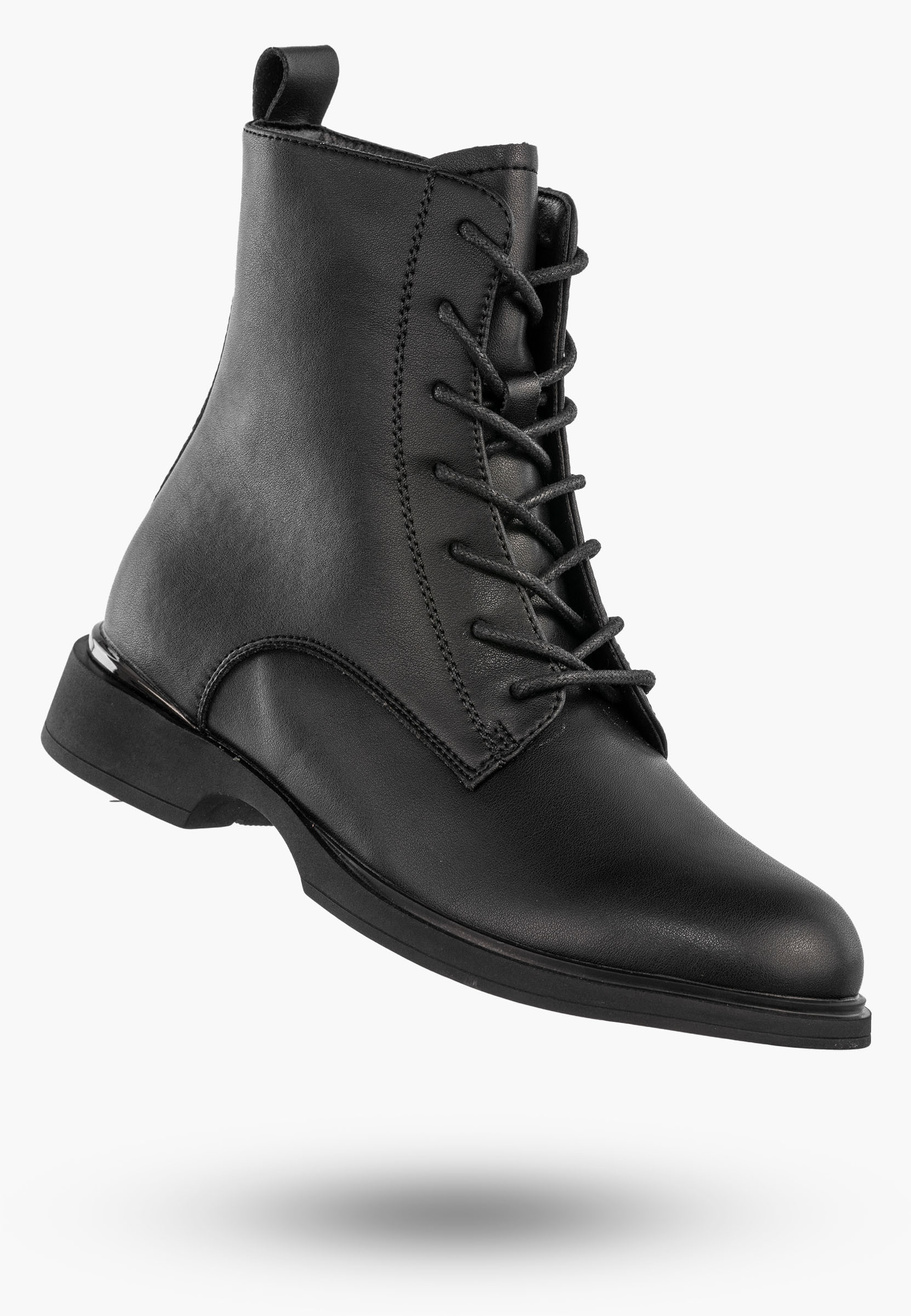 Botki Damskie Skórzane Buty Ocieplane Na Zimę Wysokie Czarne Filippo DBT6520/25BK
