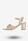 Sandały Damskie Skórzane Eleganckie Buty Na Słupku Złote Eska 0463