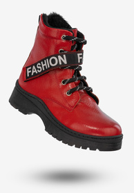 Botki Dziecięce Buty Dla Dziewczynki Ocieplane Czerwone Navy Dot 22-61064RD2