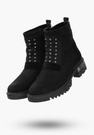 Buty Damskie Botki Trzewiki Czarne Ze Skóry Naturalnej Na Zimę 4044-001-01-5