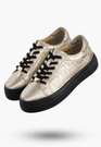 Buty Damskie FILIPPO Skórzane Półbuty Niskie Sneakersy Złote DP6850