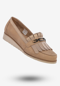 Mokasyny Damskie Buty Ze Skóry Naturalnej Beżowe Korda 1902