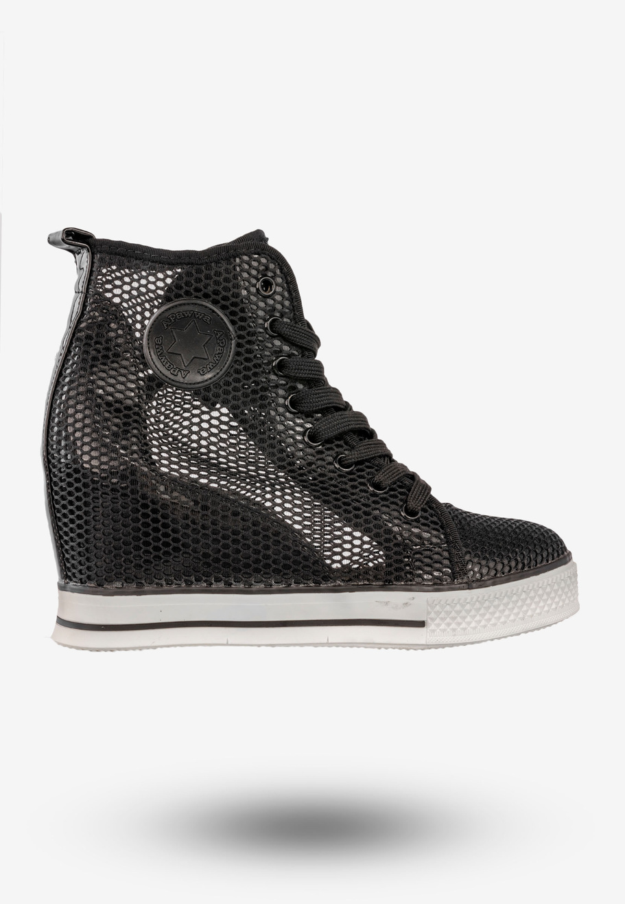 Trampki Damskie Sneakersy Buty Na Koturnie Apawwa Czarne Q975