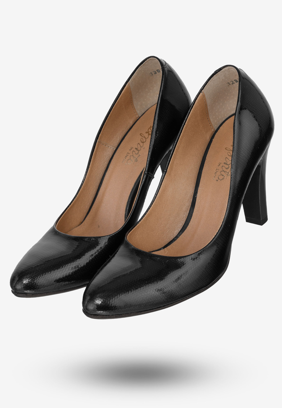 Czółenka Damskie Skórzane Buty Na Obcasie Eleganckie Darex Granatowe C-320/29