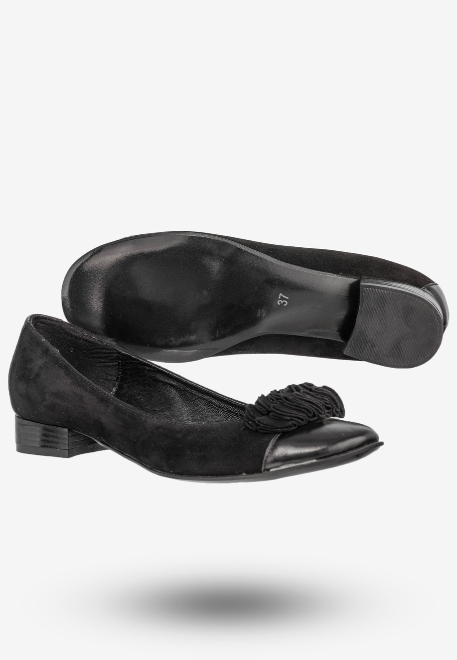 Półbuty Damskie Skórzane Buty Na Płaskim Obcasie Eleganckie Szewczyk Czarne 1422