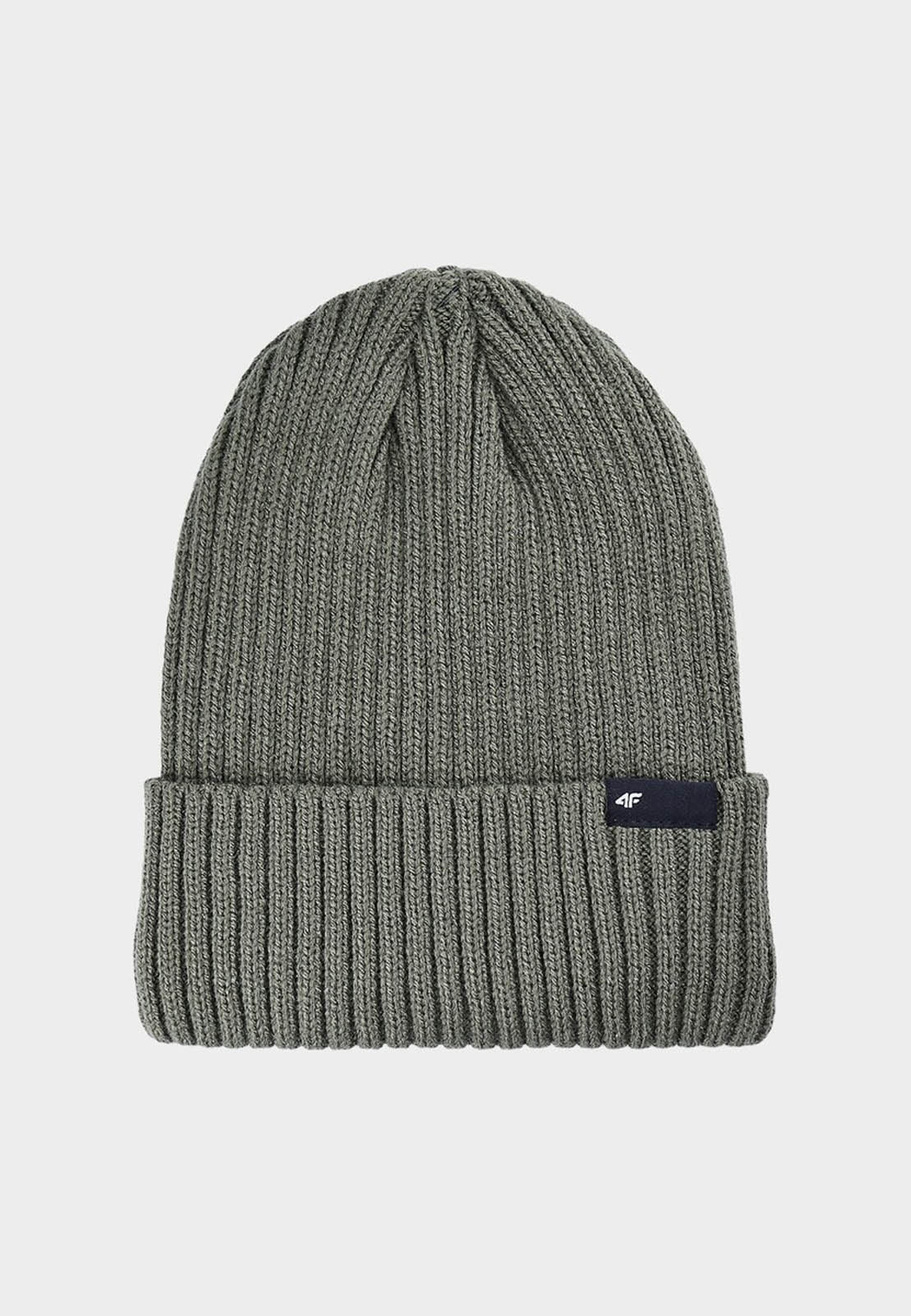 Czapka Męska Sportowa 4F Zimowa Beanie Prążkowana Thinsulate Khaki 4FWAW24ACAPM470