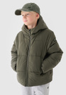 Kurtka Chłopięca 4F Puchowa Oversize Z Kapturem Pikowana Khaki 4FJWAW24TDJAM463