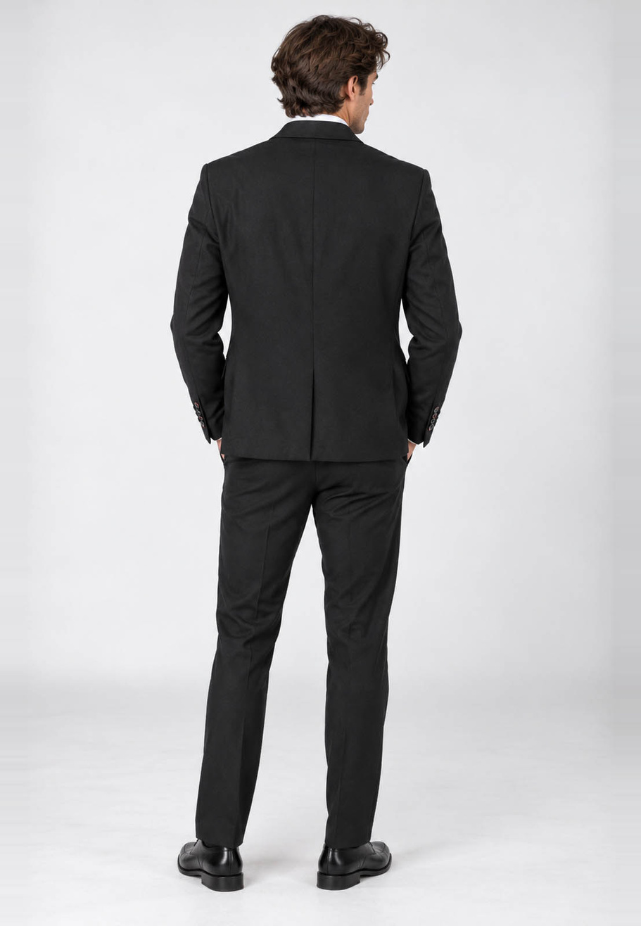Marynarka Męska Elegancka Wizytowa Slim Fit Z Domieszką Wełny Czarna