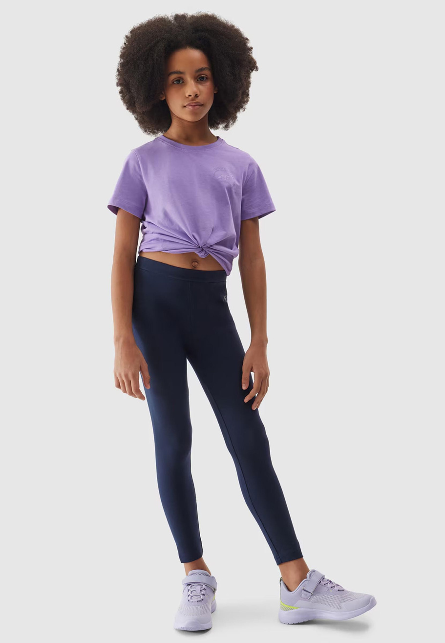 Legginsy Dziewczęce Spodnie 4F dzianinowe granatowe 4FJWSS24TTIGF130