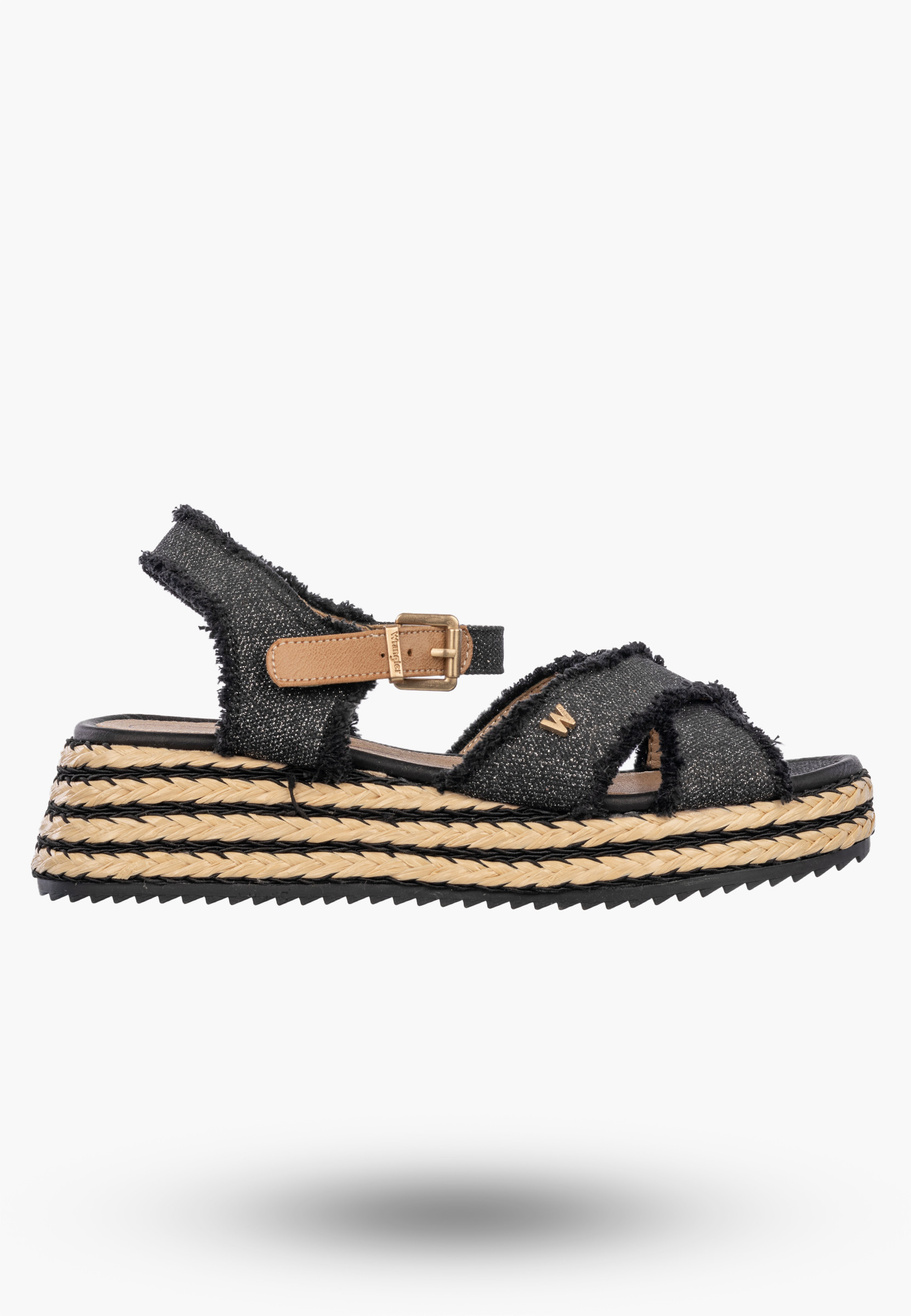 Sandały Damskie Wrangler Na Koturnie Buty Materiałowe Espadryle Granatowe KIM TEX