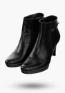 Buty Damskie Botki Ekoskóra Czarne Ocieplane Na Obcasie Eleganckie Na Zimę AF25-71