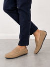 Mokasyny Męskie Ażurowe Eleganckie Wizytowe Buty Casual Beżowe Vanhorn