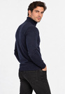 Golf Męski Elegancki Sweter Slim Fit Dopasowany Klasyczny Granatowy