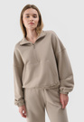 Bluza Dresowa Damska 4F Bez Kaptura Ze Stójką Beżowa 4FRAW24TSWSF1824