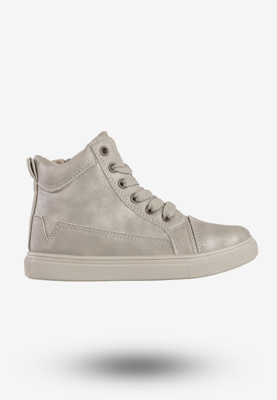 Sneakersy Dziecięce Ekoskóra Wysokie na Zamek Buty Srebrne New tlck TL73C-2