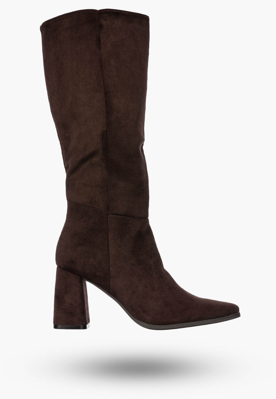 Kozaki Damskie Buty Na Zimę Eleganckie Ocieplane Wysokie Brązowe