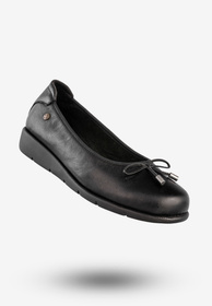 Baleriny Damskie Skórzane Półbuty Z Kokardką Czarne Maciejka P6504-01/00-1