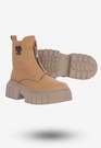 Botki Damskie Buty Skórzane Trapery Na Zimę Camel 1292
