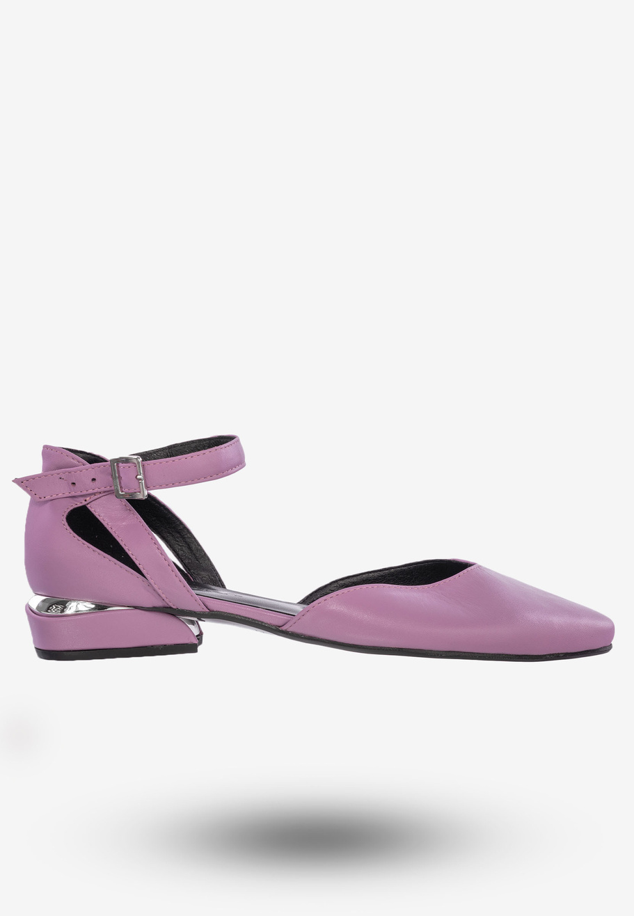Półbuty Damskie Buty Skóra Naturalna Fioletowe Lovsoka 204