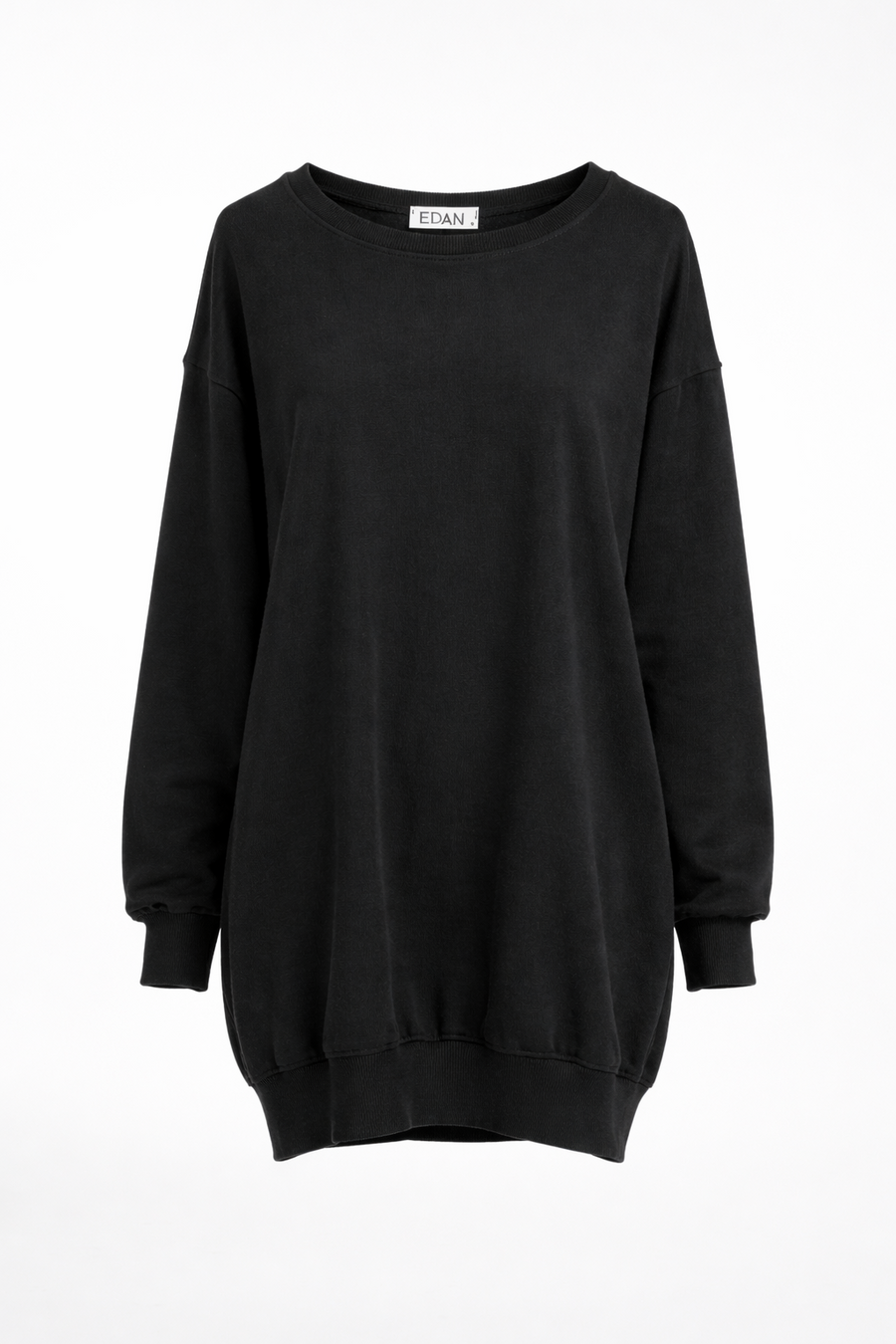 Sukienka Damska Dresowa Bluza Oversize Tunika Casual Czarna EDAN